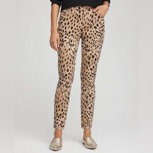 Chico's So Slimming Girlfriend Slim Leg Ankle Wild Animal Print Trousers $129